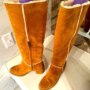 Fully fur lined Honey Tan suede boots by UGG, sz 9.5, never worn. #neutral